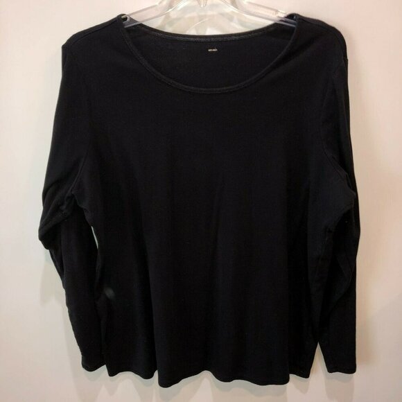 Lane Bryant 1X or 2X See Pic Black Long Sleeve T Shirt Round Neck Tee Casual Top - Picture 1 of 7